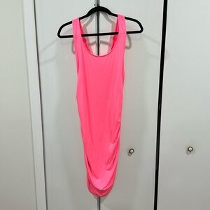 Hot pink scrunch back dress
